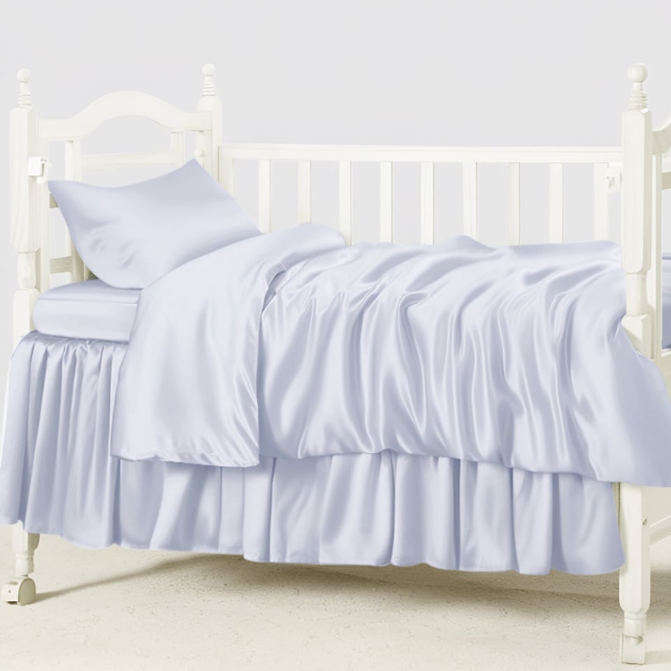 silk crib bedding set_light lavender