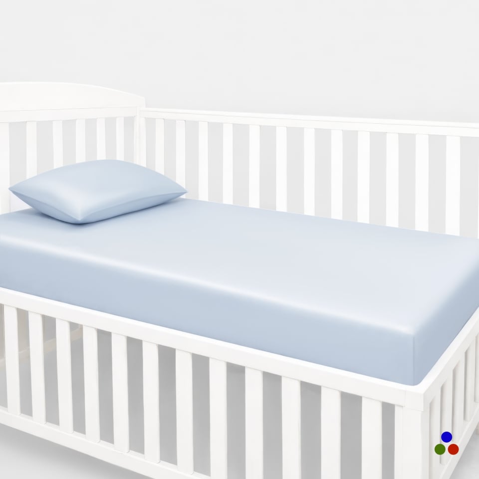 silk fitted crib sheet_alice blue
