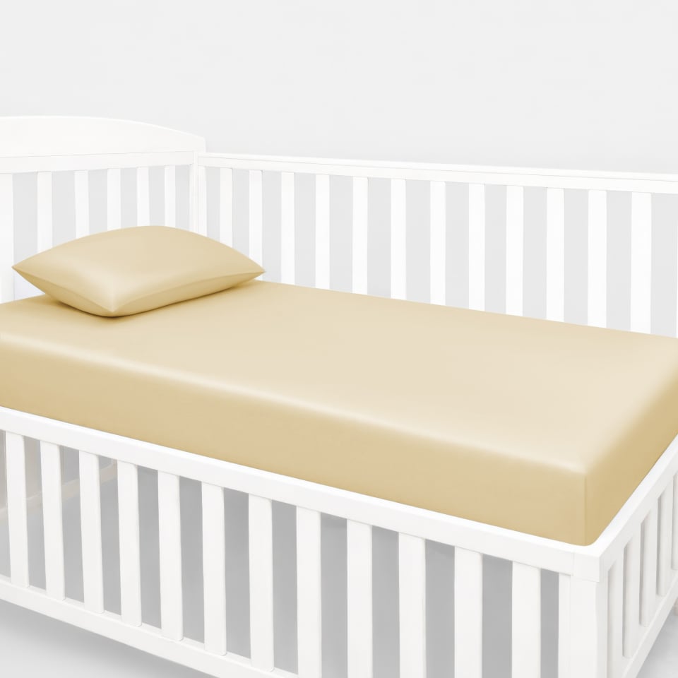 silk crib fitted sheet_cream