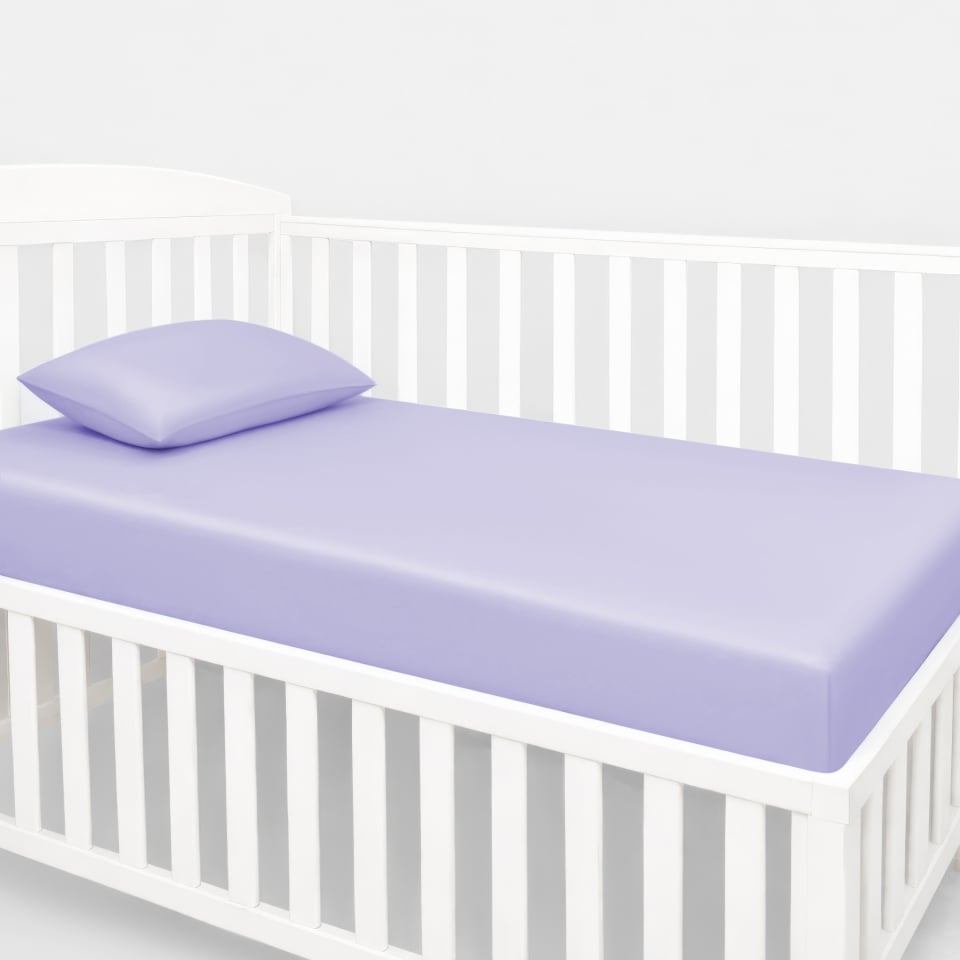 silk crib fitted sheet_lavender blue