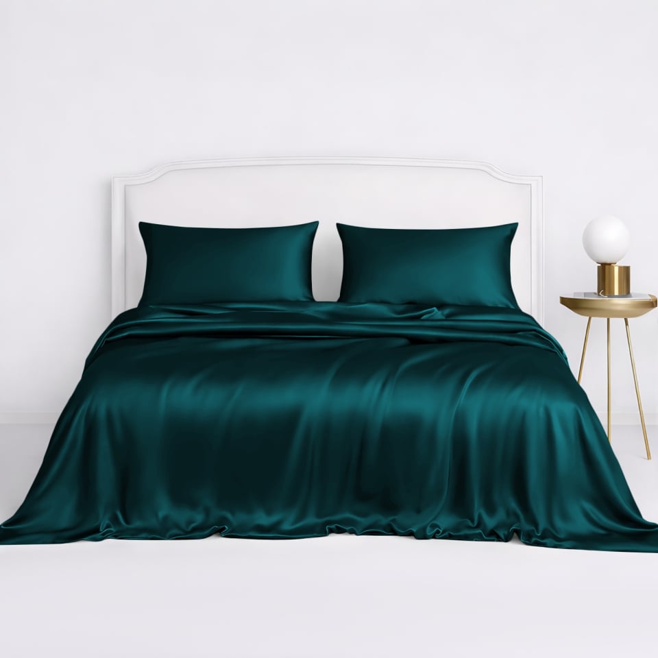 silk duvet cover sets_teal