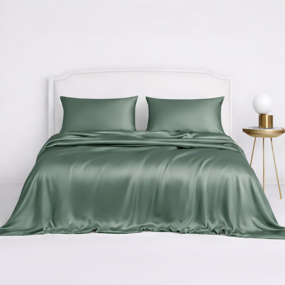 seide bettbezug-set_celadon green