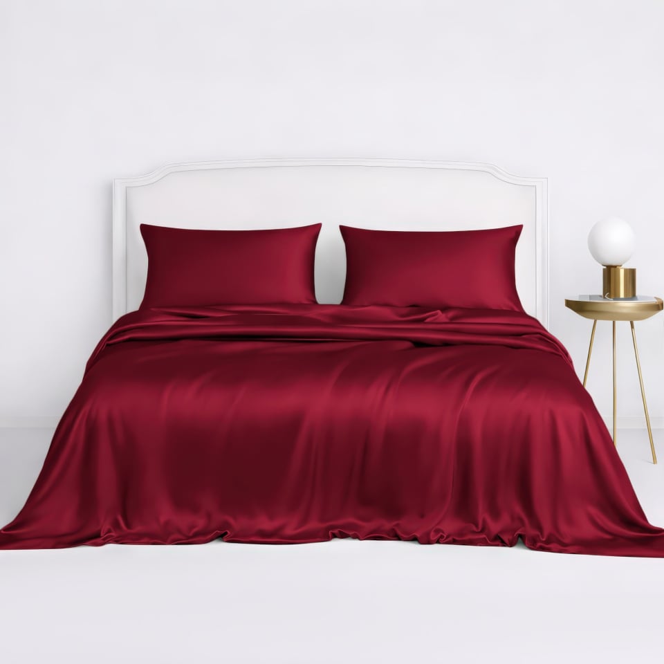 silk duvet cover sets_claret