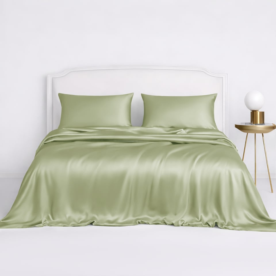 silk duvet cover sets_sage green
