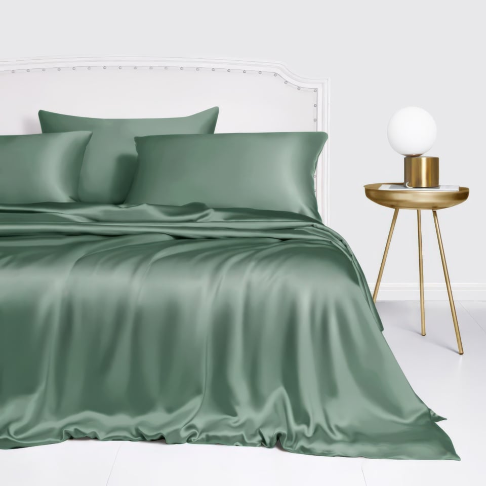 silk duvet cover_celadon green