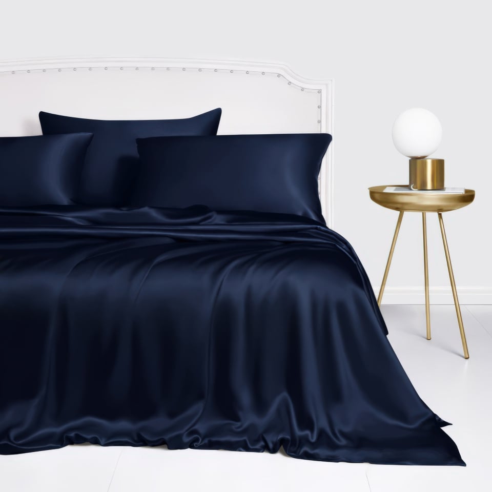 navy silk duvet cover