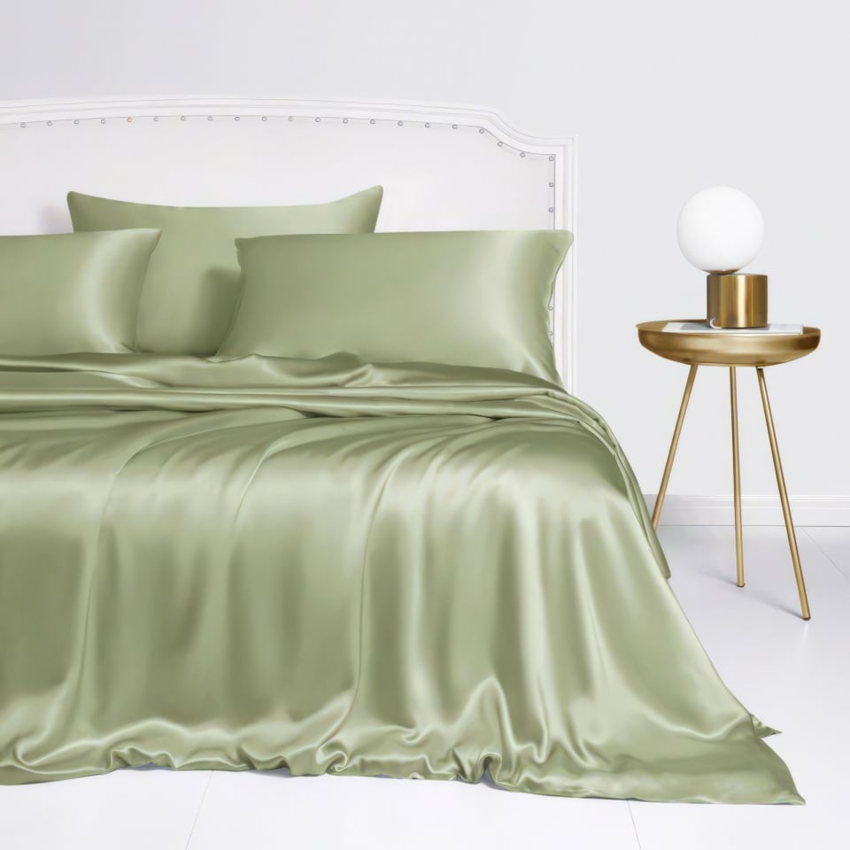 sage green silk duvet cover