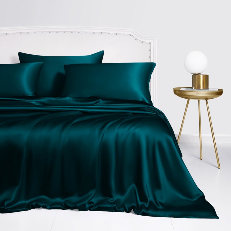 teal silk duvet cover