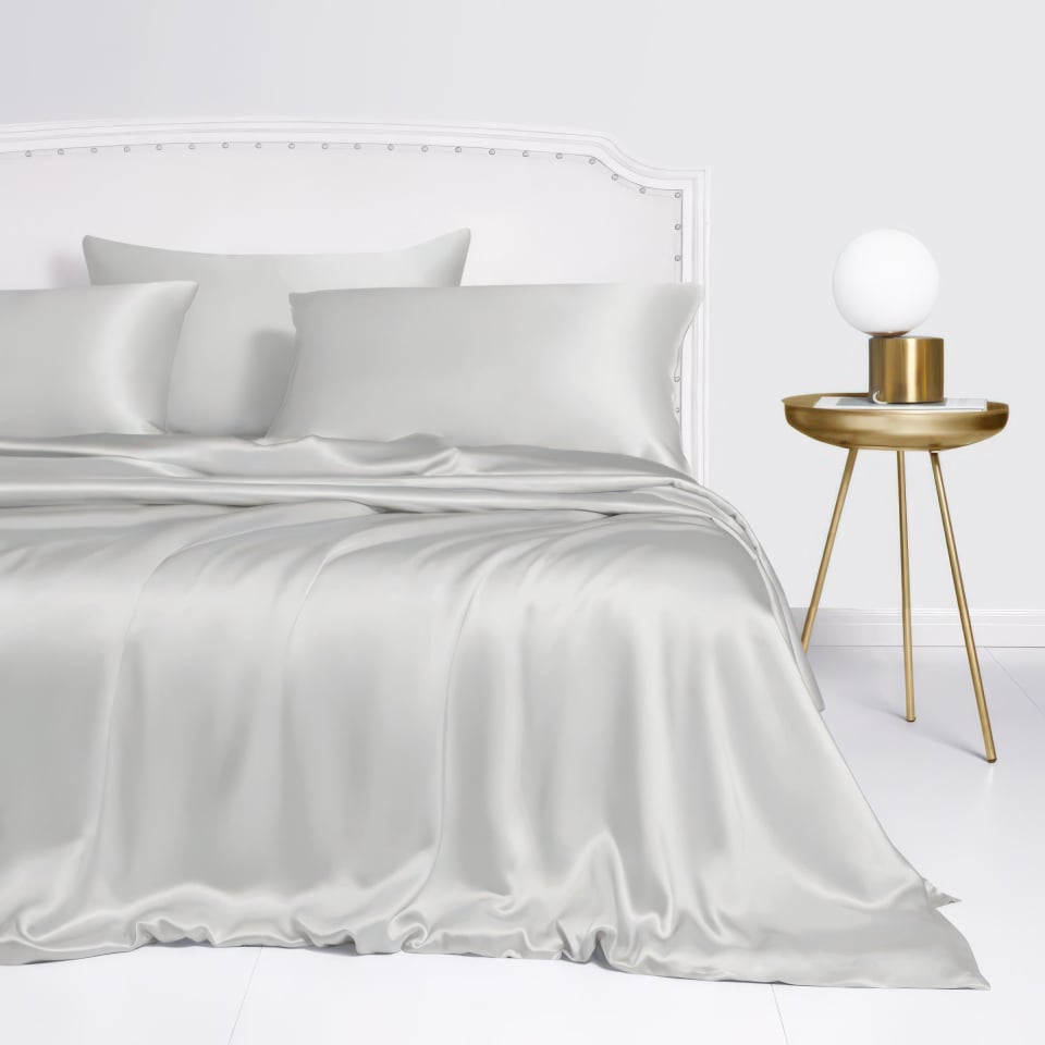 silk duvet cover-ice gray