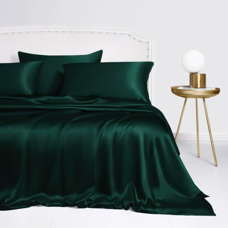 silk duvet cover_dark green
