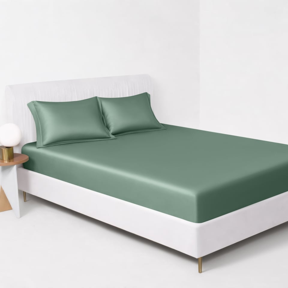 silk fitted sheet_celadon green