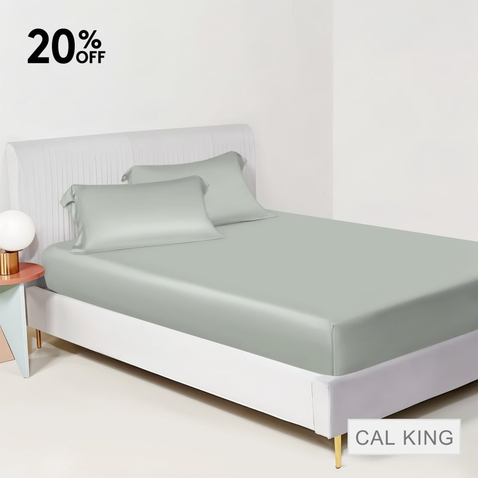 silk fitted sheet_morandi green