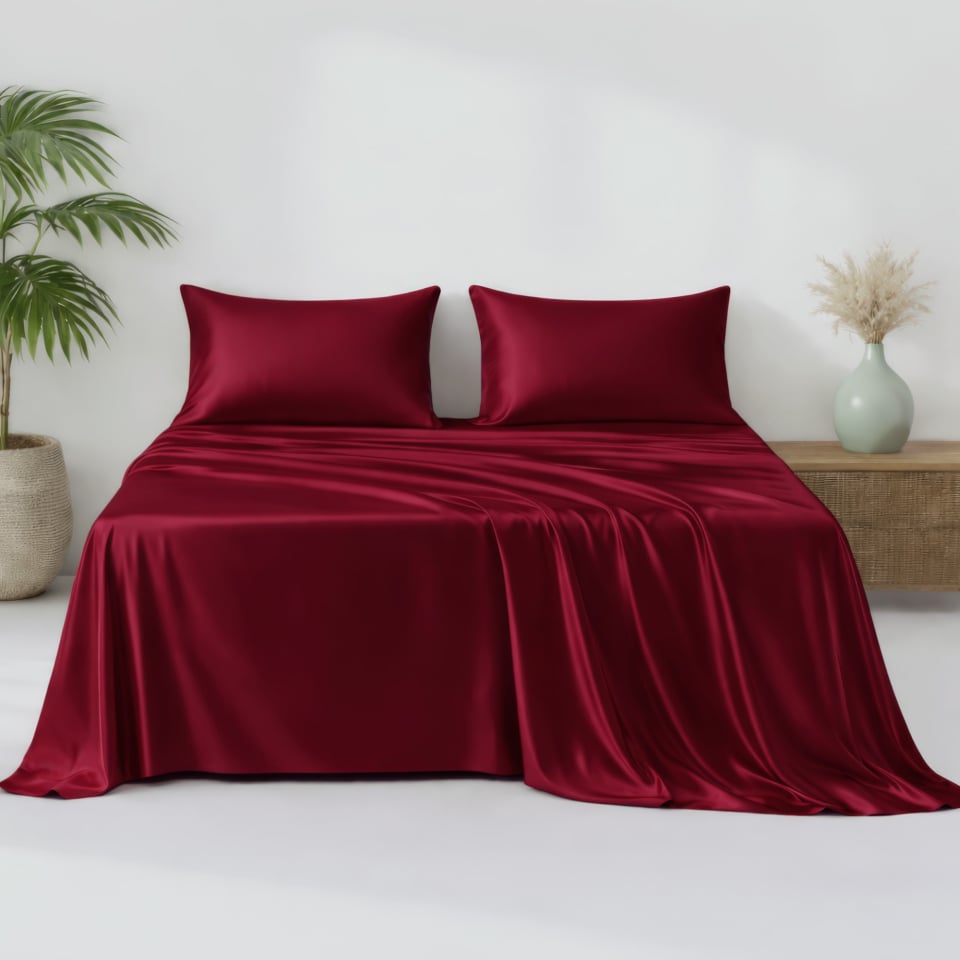 claret silk flat sheet