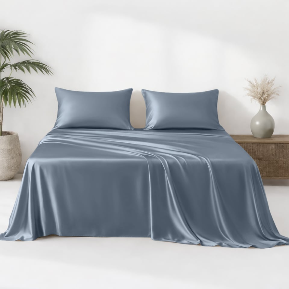 Misty Blue Silk Flat Sheet