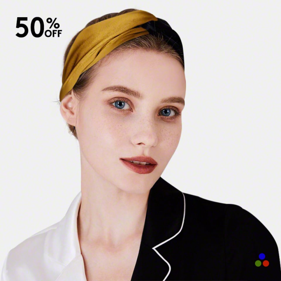 silk headband_gold/black