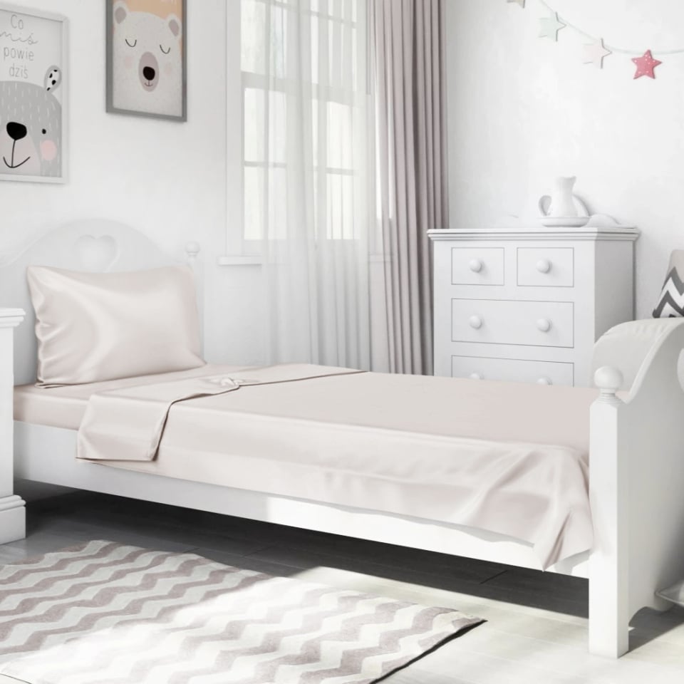 silk kids bedding set_light beige