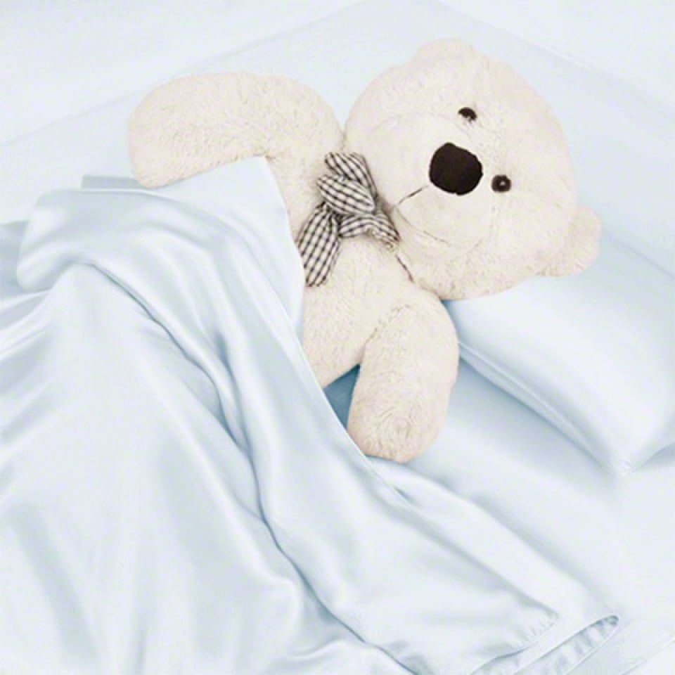 silk toddler bedding set-alice blue
