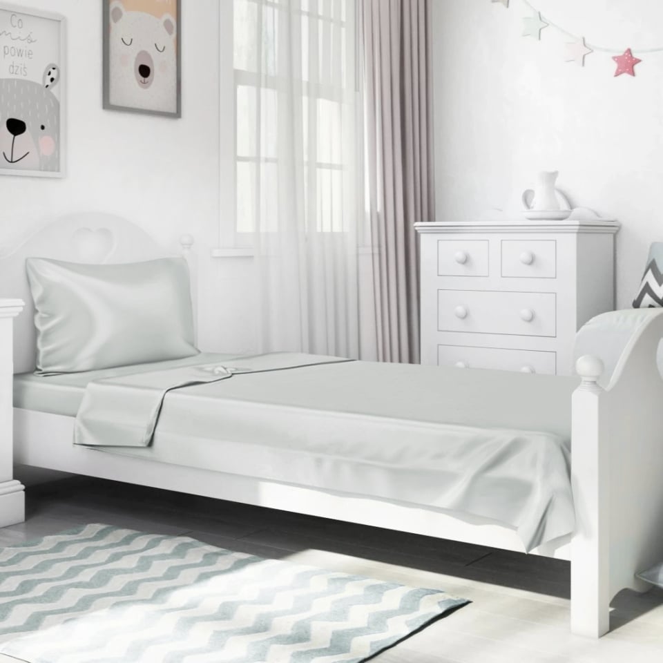 silk kids bedding set_ice gray