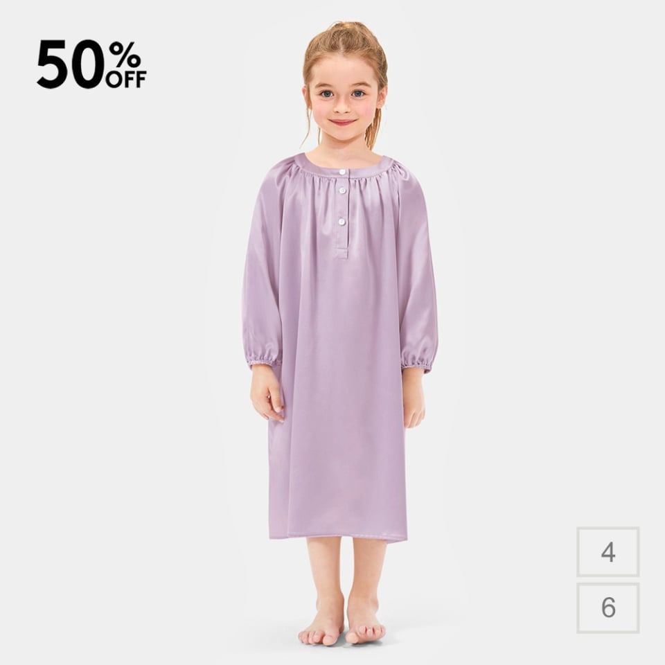 silk kids nightgown_dusty lilac