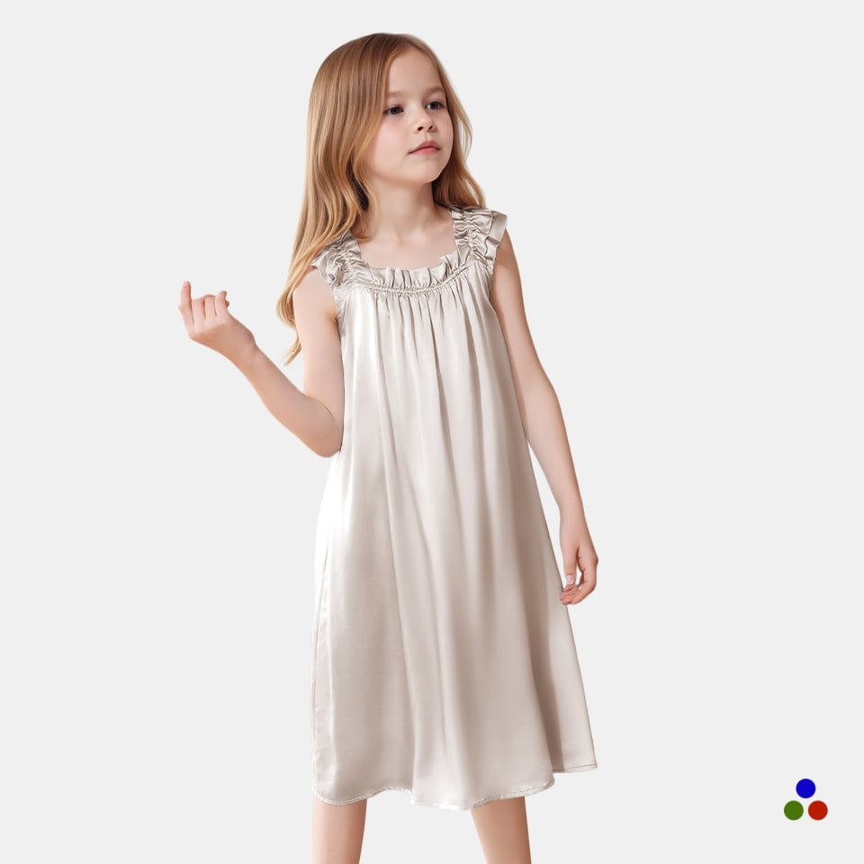 silk kids nightgowns_beige