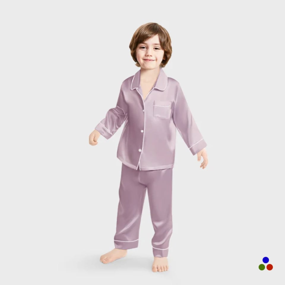 silk kids pajama set_thistle/ivory