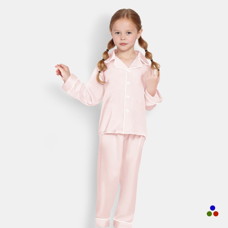 silk kids pajamas_light pink/ivory