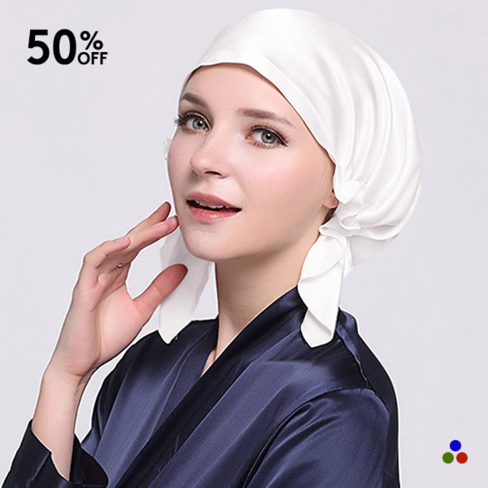 bonnet de nuit en soie_white