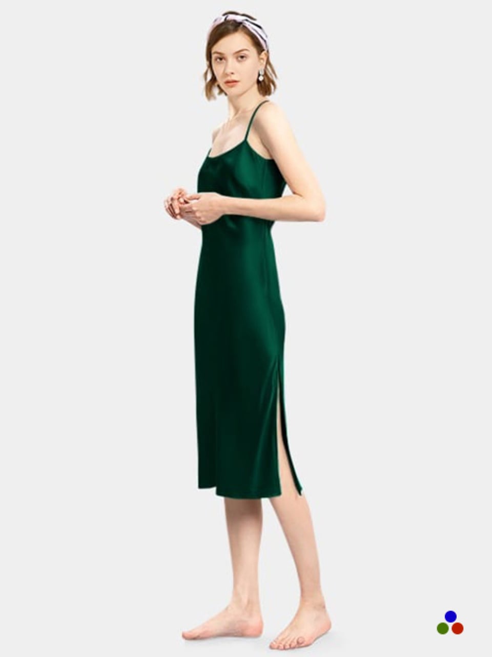 silk nightdress_dark green