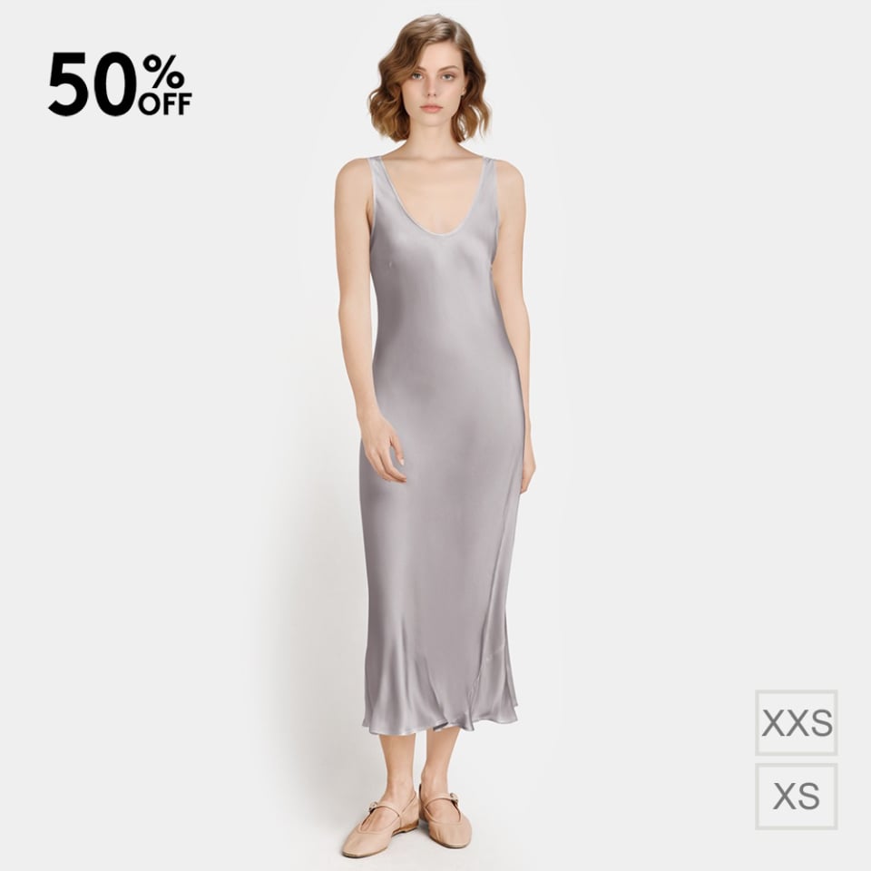 silk dress_silver