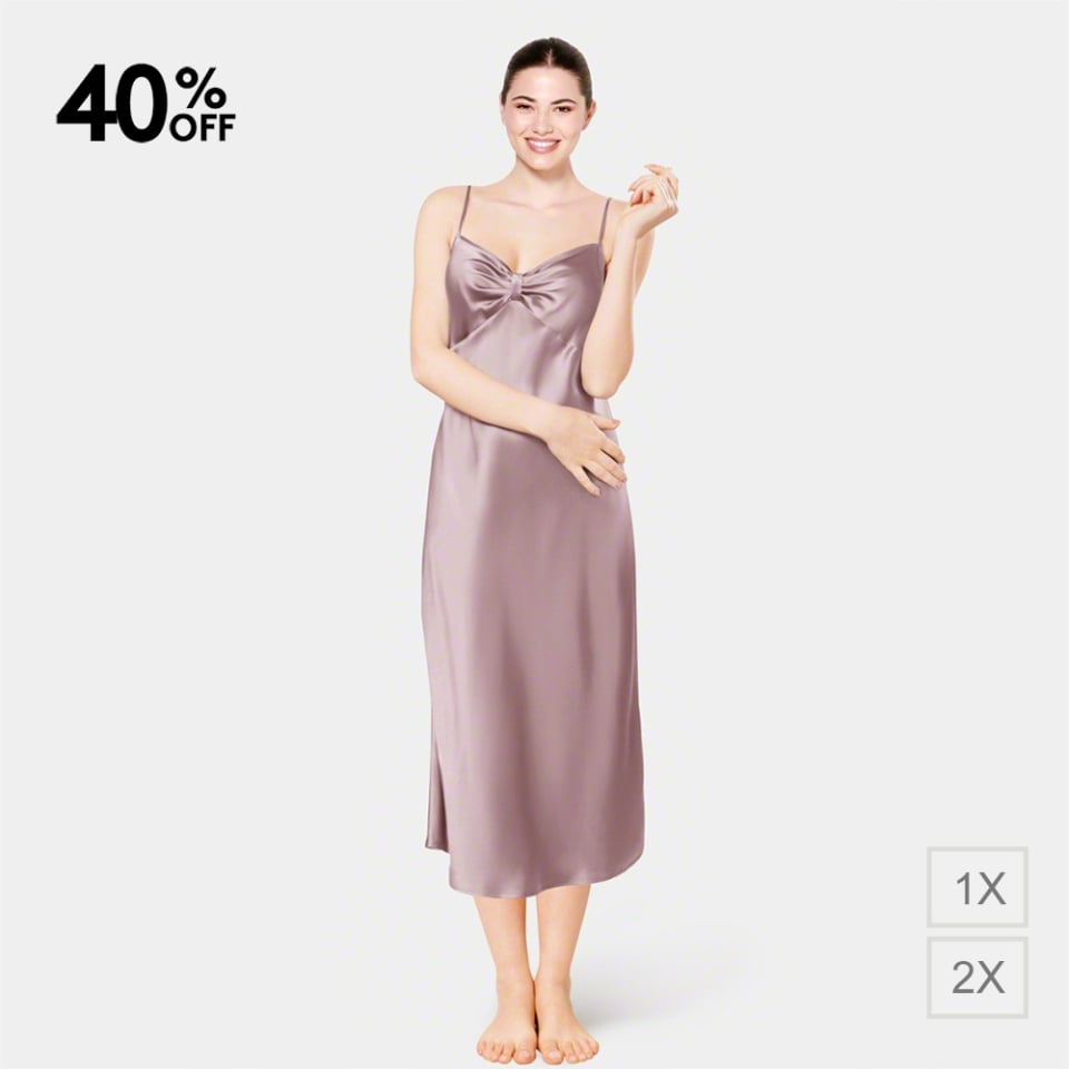 silk long nightgown_dusty lilac