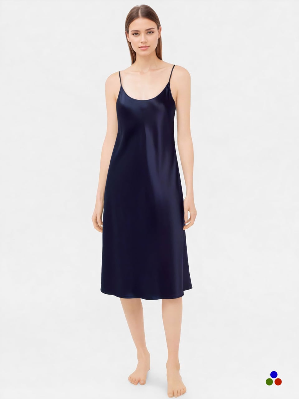 luxury pure silk slip_navy