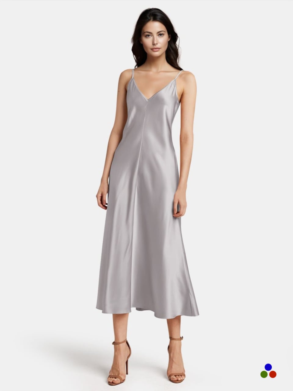 silk long dress_silver
