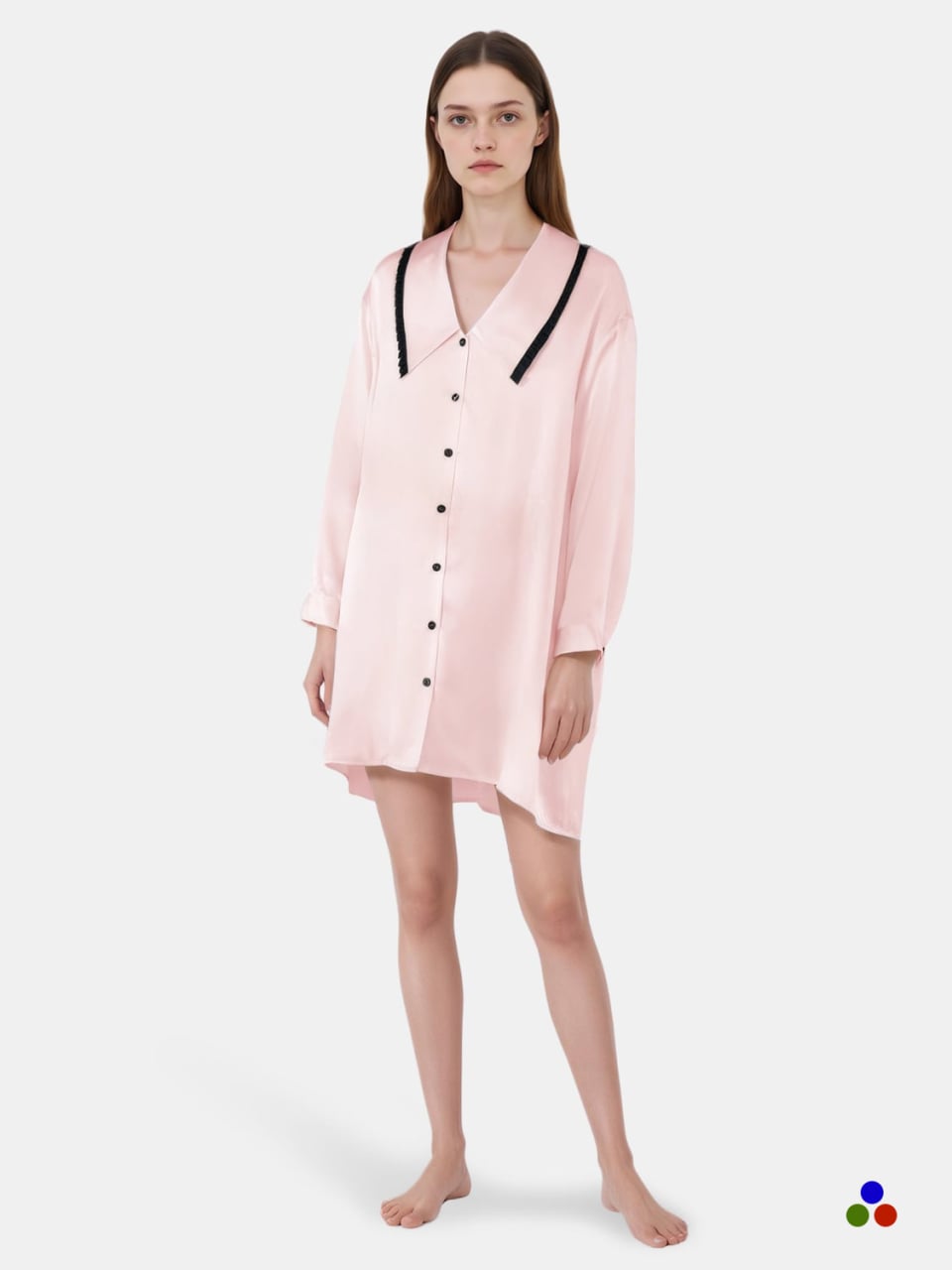 modern silk sleep shirt_light pink