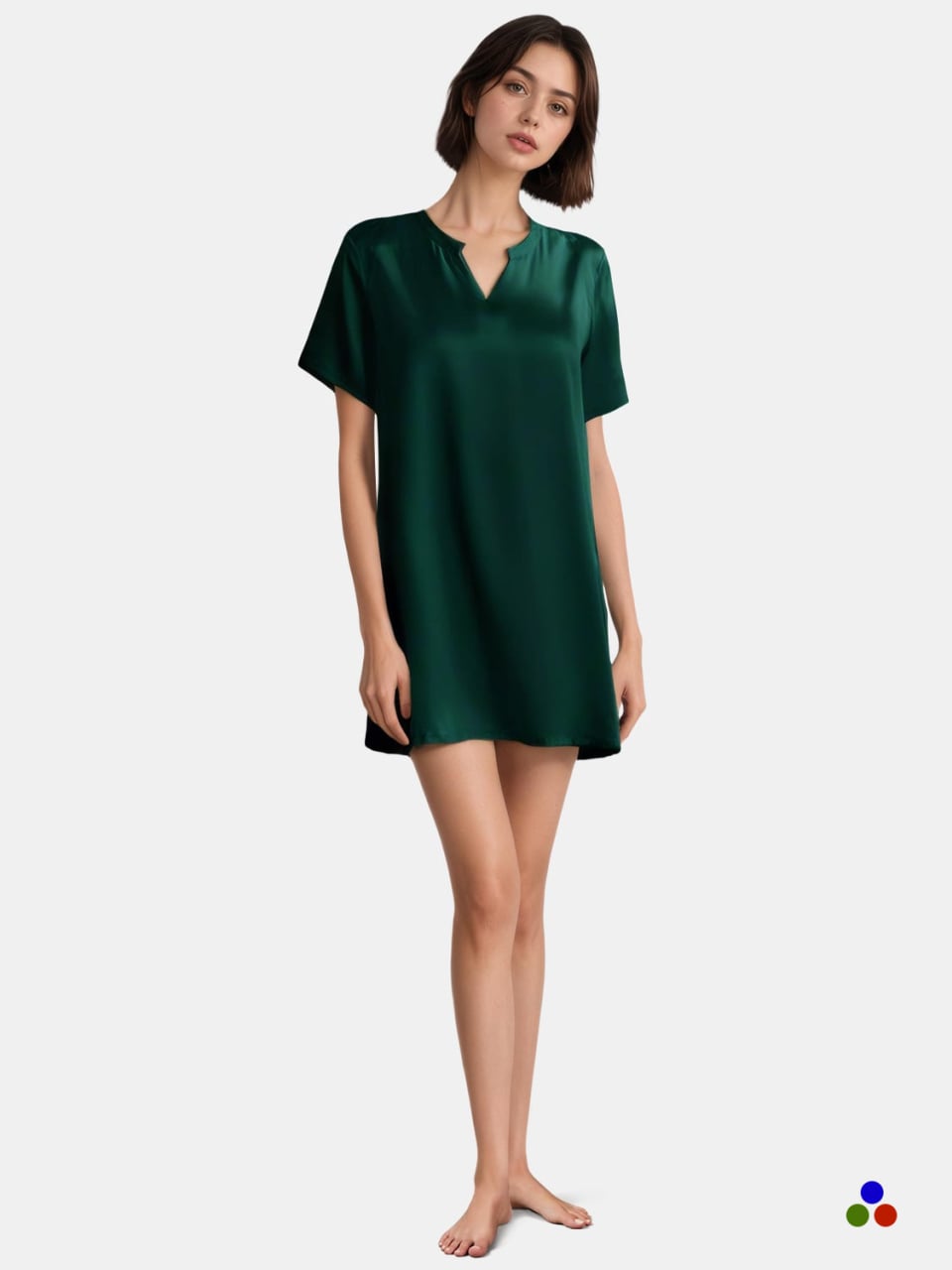 silk nightdress_dark green