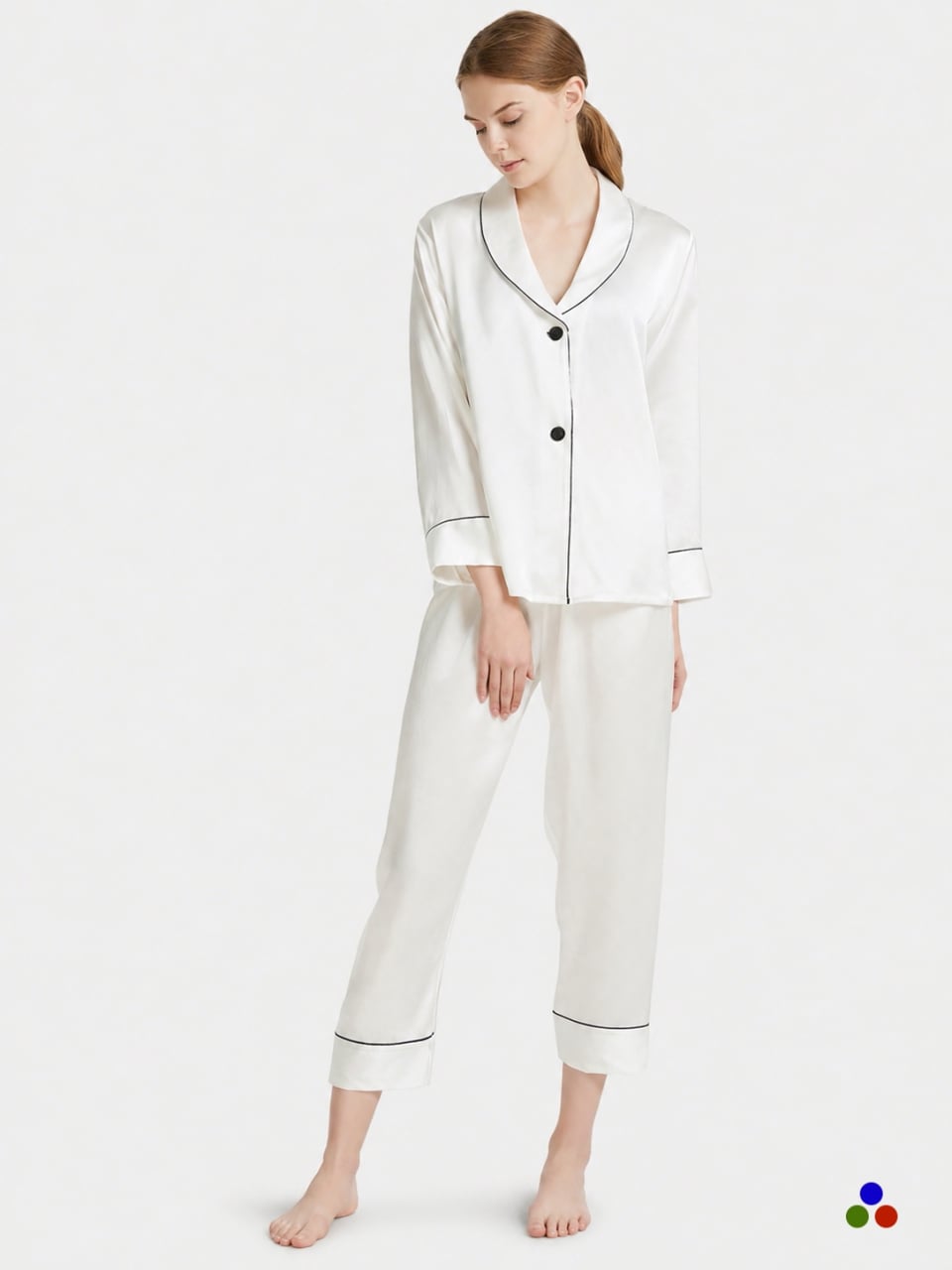 pure silk pajama sets_white/black