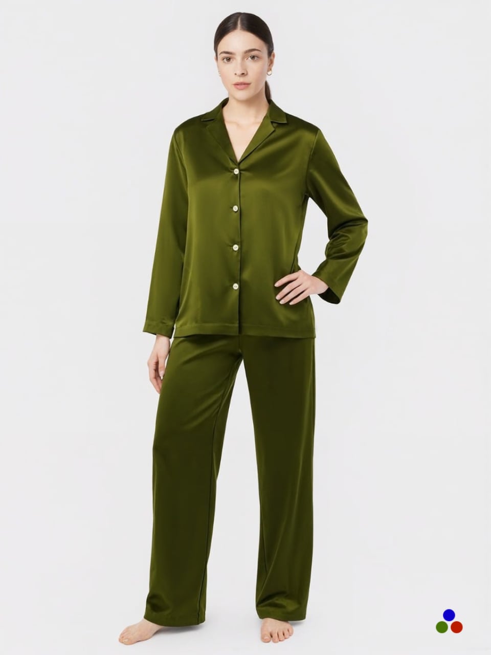 silk pajama sets_dark olive green