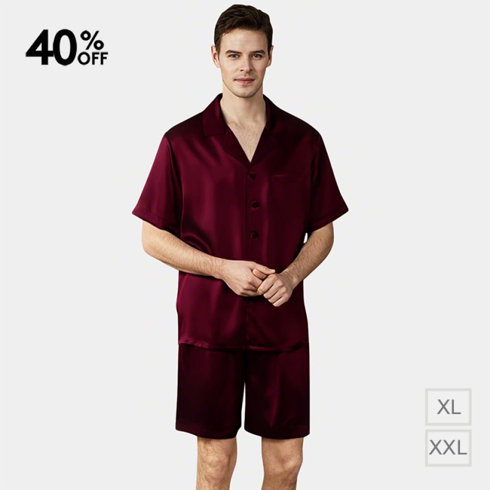 silk pajamas for men_burgundy