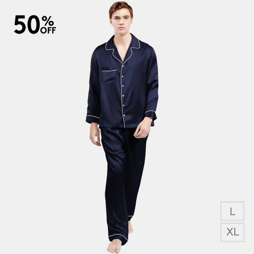 Seidenpyjamas für Herren_navy