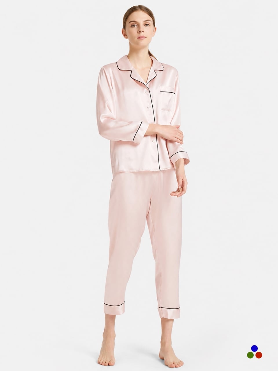 silk pajama sets_light pink/black