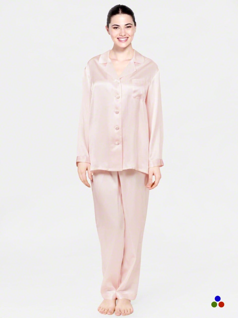 conjunto de pijama de seda para mujer_light pink