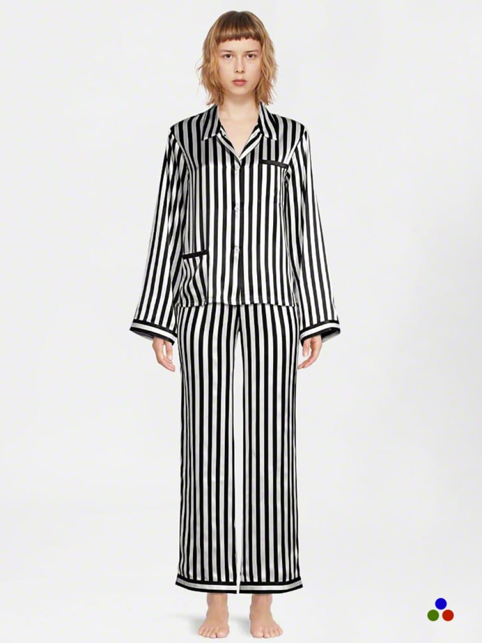 striped silk pajama set