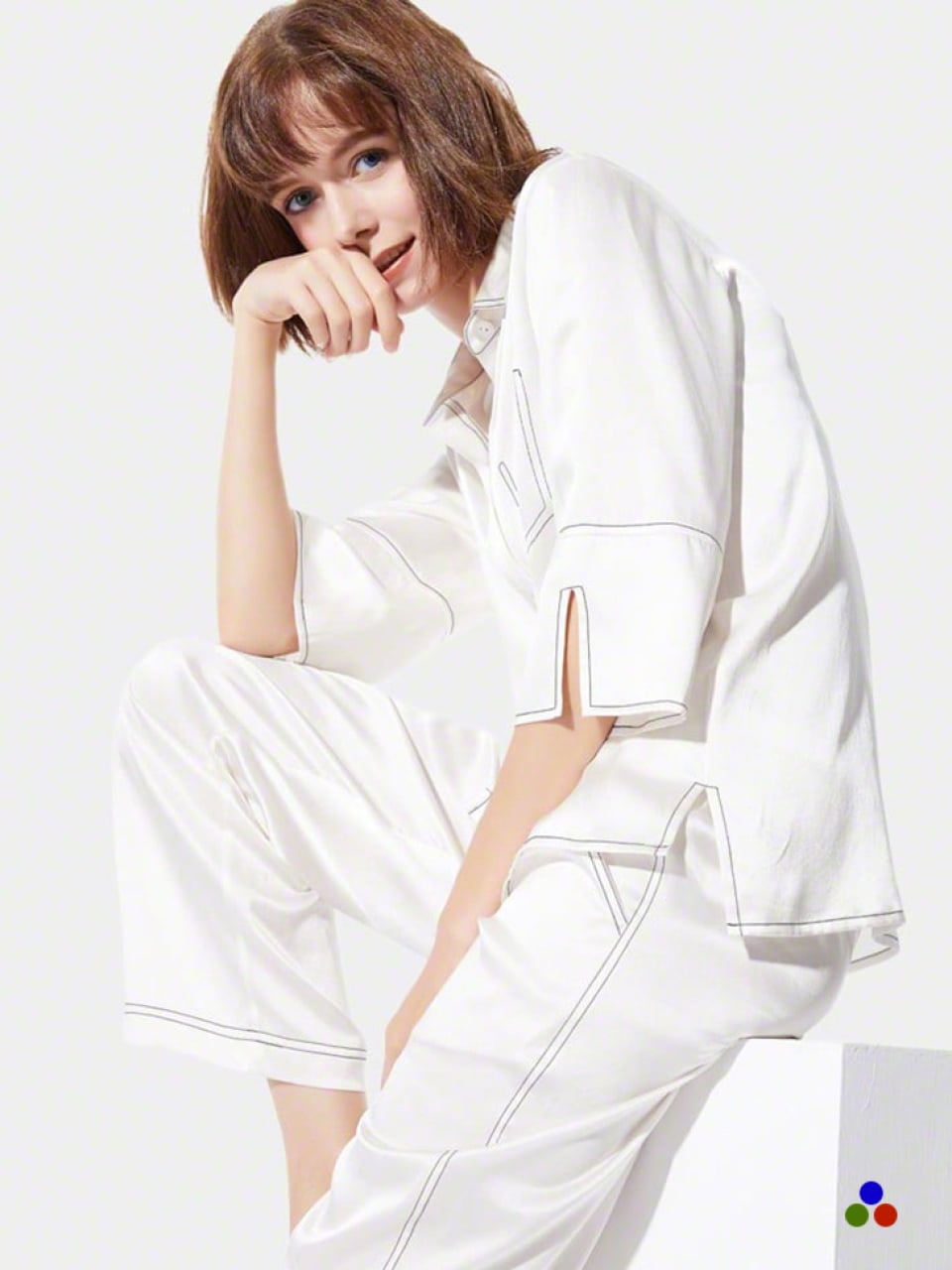 silk pajama set_white/black
