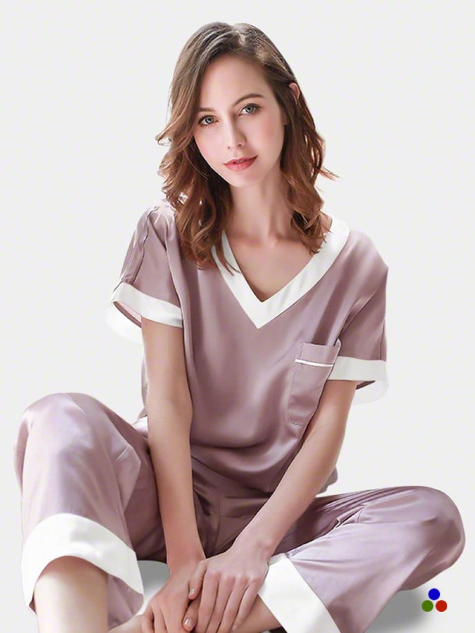 silk pajama set_thistle/ivory