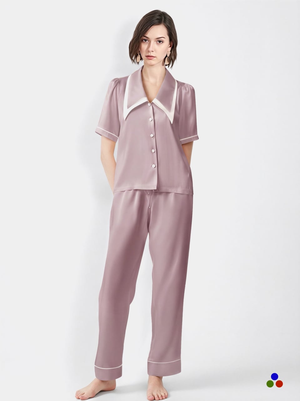 silk pajama set_thistle/ivory