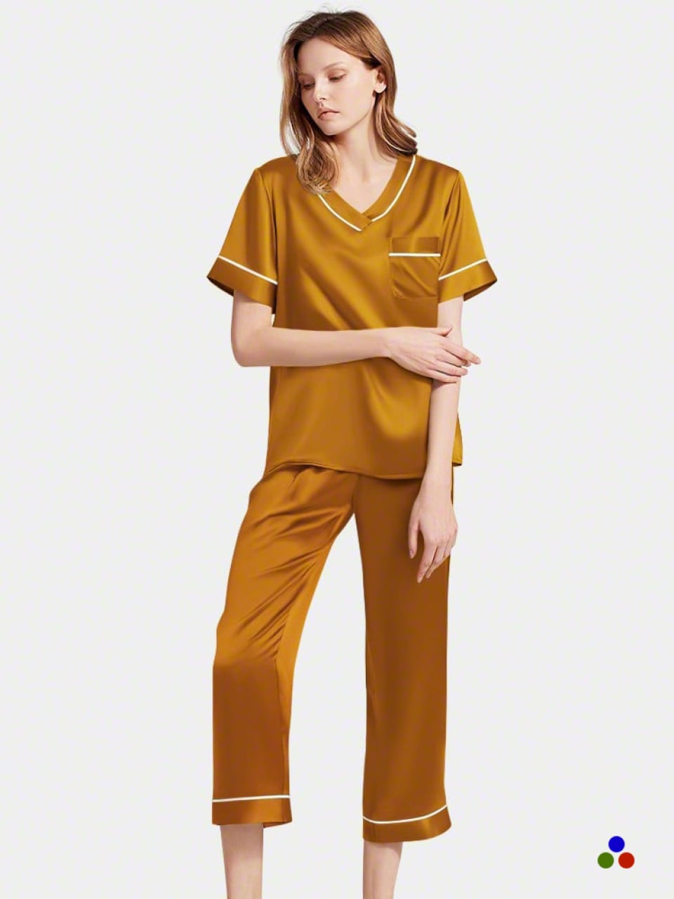 silk pajama set_amber/ivory