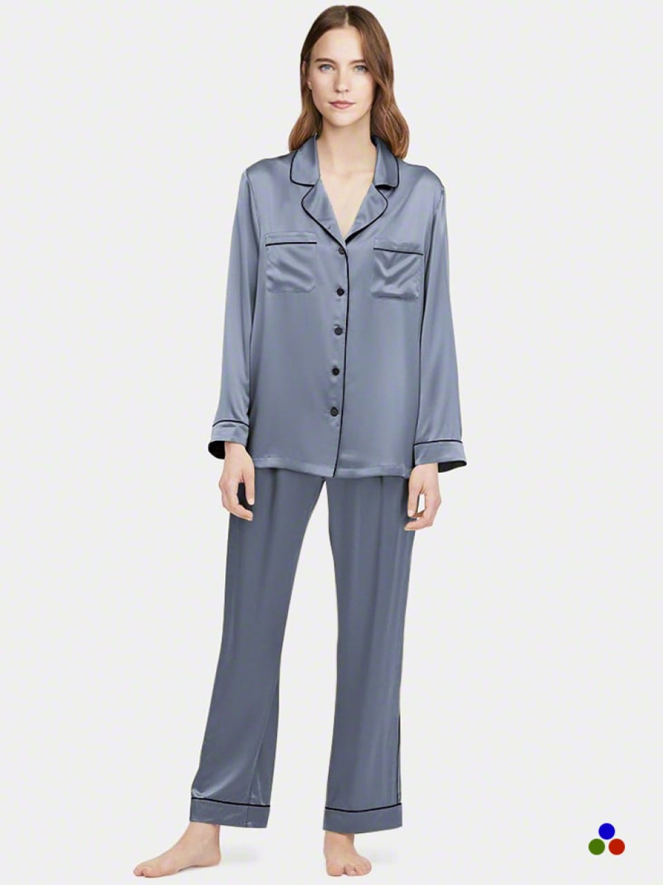 silk pajama set_dark pastel blue/black
