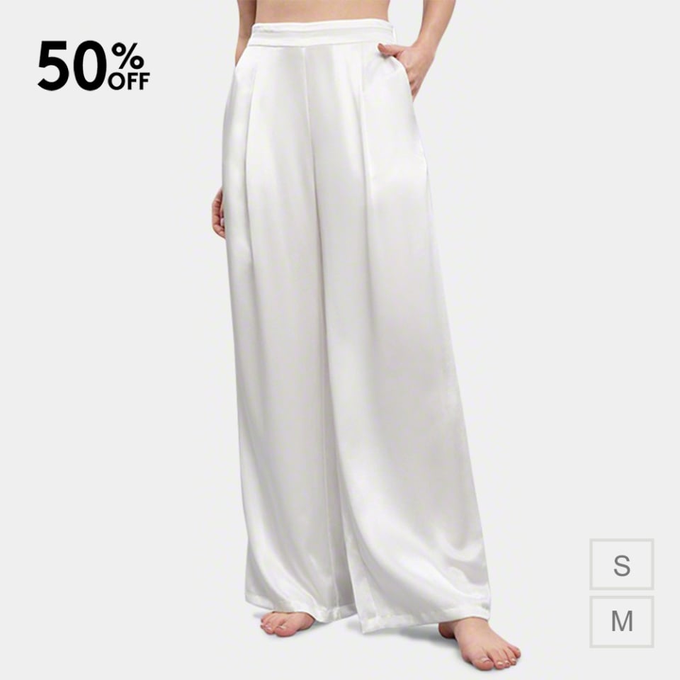 Weite Seidenhosen für Damen_white
