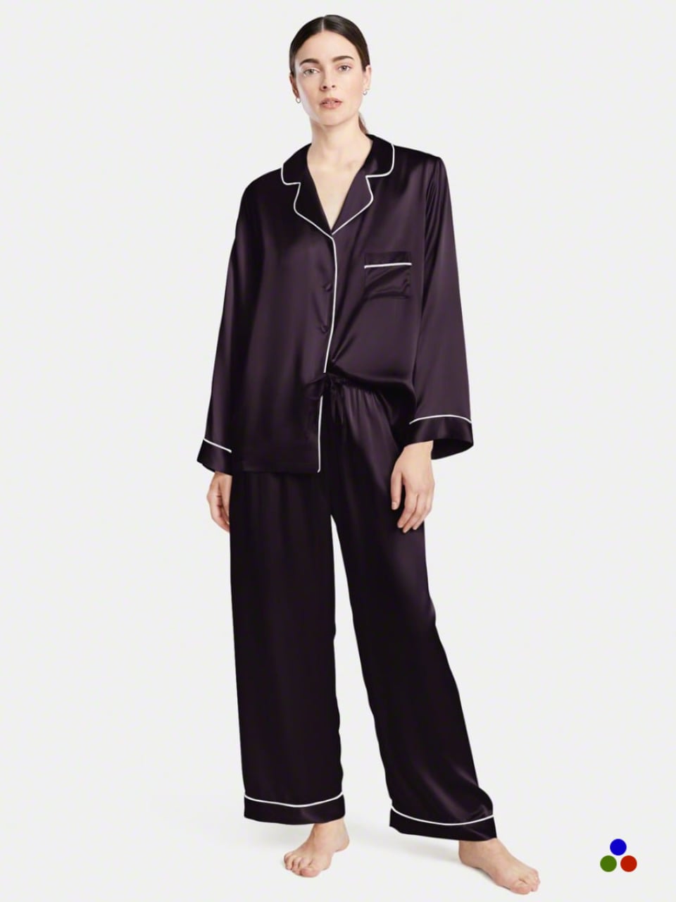 silk pajama set_powder pink/black