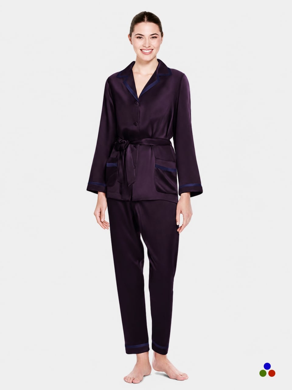 silk pajama set_dark purple/navy