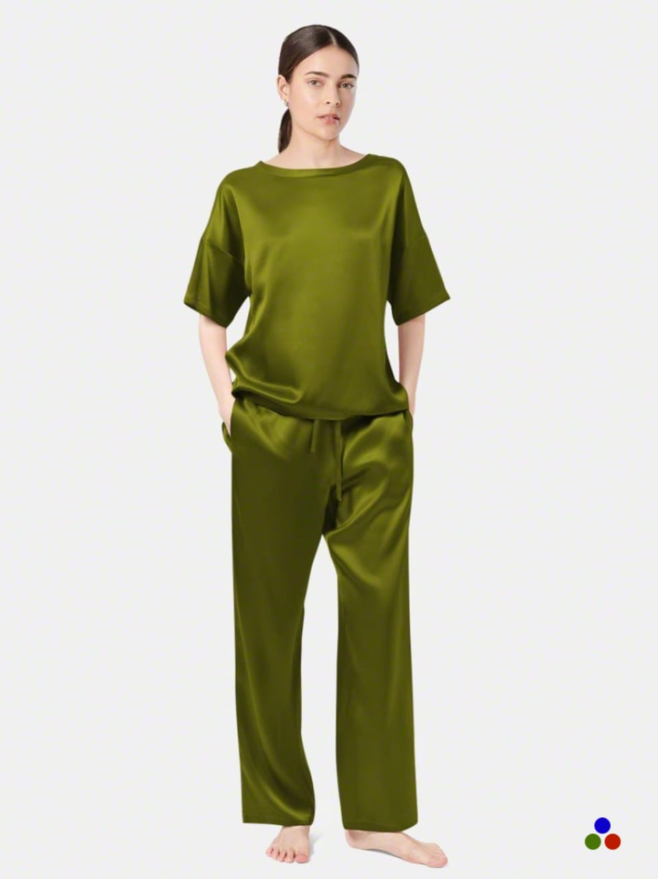 silk pajamas_dark olive green